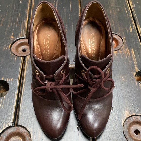 Sergio Rossi Lace Front Heeled Ankle Boots - Picture 3 of 12